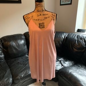 Faux suede slip dress